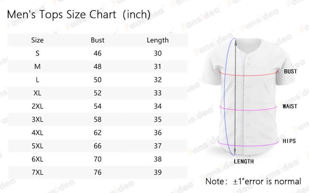 Jersey Size Chart